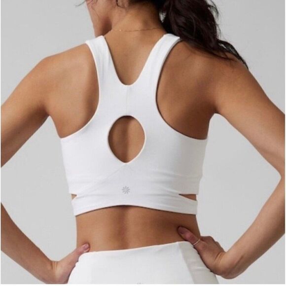 Athleta Solid White Crop Cross Cross Front Tank Top Built In Bra Xs - Picture 4 of 6